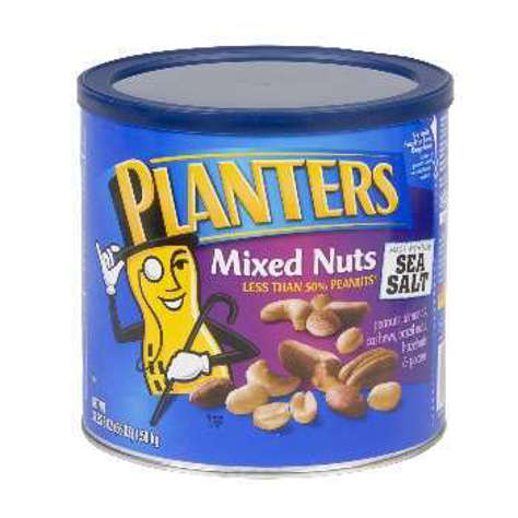 Picture of Planters Salted Mixed Nuts, with Peanuts, 56 Oz Can, 6/Case