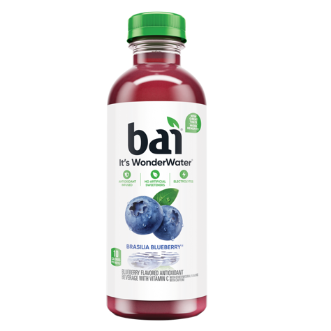 Picture of Bai Brasilia Blueberry Drink, Shelf-Stable, Single-Serve, 18 Fl Oz Bottle, 12/Case