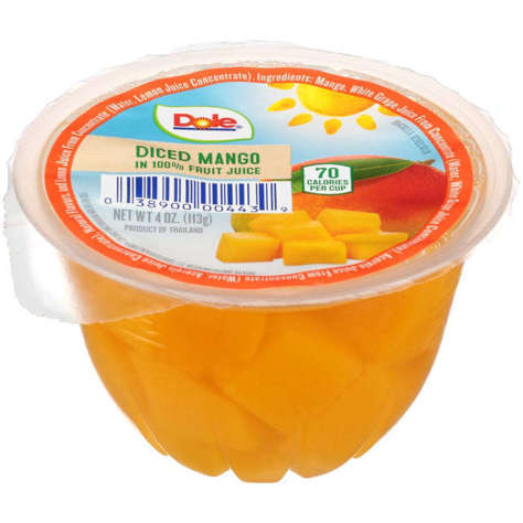 Picture of Dole Diced Mango in Juice, Single-Serve, Shelf-Stable, 4 Oz Each, 36/Case