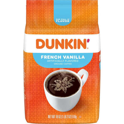 Picture of Dunkin' Donuts French Vanilla Ground Coffee, 18 Oz Each, 6/Case