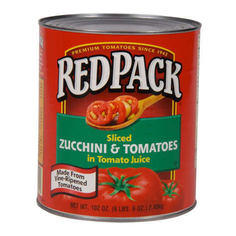 Picture of Redpack Sliced Midwest Tomatoes & Zucchini, in Juice, Fancy, #10, 10 Can Sz Can, 6/Case