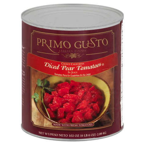 Picture of Primo Gusto Diced Pear Tomatoes, in Juice, Fancy, #10, 10 Can Sz Can, 6/Case