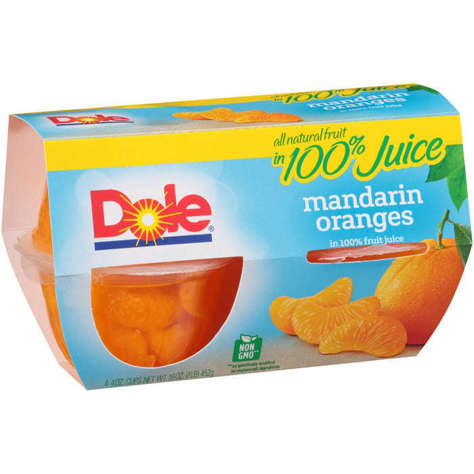 Picture of Dole Mandarin Oranges, 100% Juice, 4 Ct Package, 6/Case