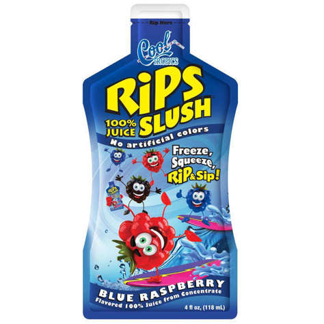 Picture of Cool Tropics RiPS 100% Juice Blue Raspberry Slushie Mix, Shelf-Stable, Single-Serve, 4 Fl Oz Package, 60/Case