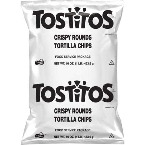 Picture of Tostitos Tortilla Chips, Whole Grain, Round, Bulk, 16 Oz Bag, 8/Case