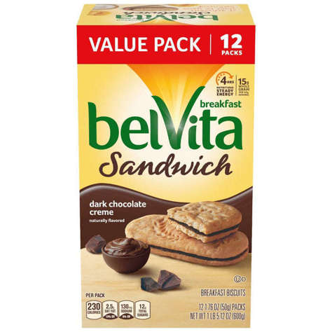 Picture of belVita Sandwich Dark Chocolate Breakfast Biscuit, 21.12 Oz Box, 6/Case