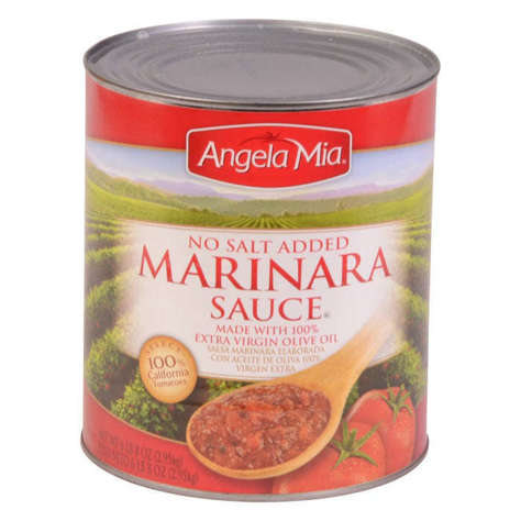 Picture of Angela Mia Marinara Sauce, with Olive Oil, No-Salt Added, Fully Prepared, #10, 104 Oz Can, 6/Case