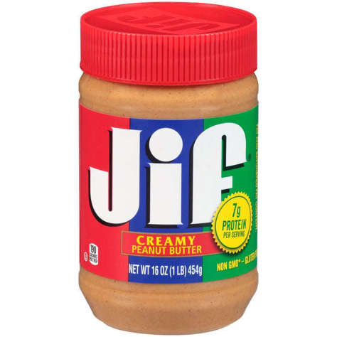 Picture of Jif Creamy Peanut Butter, Retail Plastic, 16 Oz Package, 12/Case