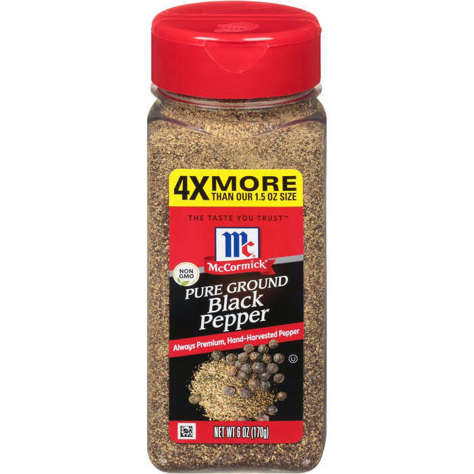 Picture of McCormick Ground Black Pepper, 6 Oz Jar, 6/Case