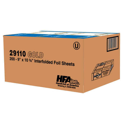 Picture of Handi-foil 9 x 10.75 Inch Standard Foil Sheets, Gold, 200 Ct Box, 12/Case