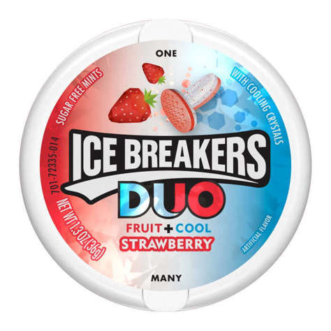 Picture of Ice Breakers Cooling Crystals Sugar Free Strawberry Mints, Fruit + Cool, 1.3 Oz Each, 8/Tray