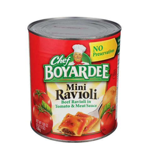 Picture of Chef Boyardee Beef Mini Ravioli, in Meat Sauce, #10, 10 Can Sz Can, 6/Case