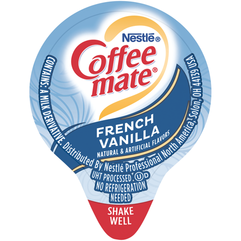 Picture of Coffee Mate French Vanilla Non-Dairy Liquid Creamer Cups, Shelf Stable, Single-Serve, 0.38 Oz Each, 180/Case