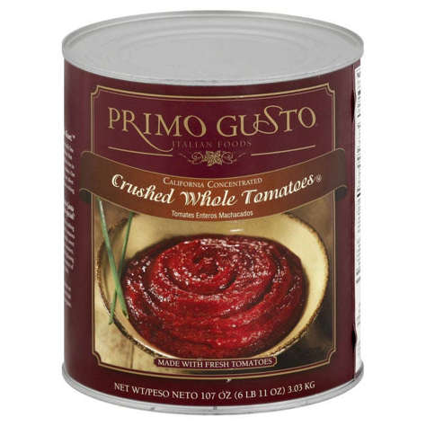 Picture of Primo Gusto Crushed Whole California Tomatoes, Fancy, #10, 10 Can Sz Can, 6/Case